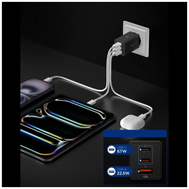 Ładowarka sieciowa Spigen Essential       EE673EU 67W 2xUSB-C/USB-A czarny - imagine 3