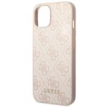 Guess GUHCP14SG4GFPI iPhone 14 / 15 / 13 6.1" pink hard case 4G Metal Gold Logo - imagine 6
