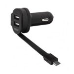 Xqisit Car charger 6A Dual USB+microUSBcar charger black 20425