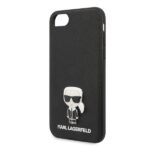 Karl Lagerfeld KLHCI8IKFBMBK iPhone 7/8SE 2020 / SE 2022 hardcase black Saffiano Ikonik Metal - imagine 3