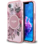 Case Guess IML Flowers MagSafe for iPhone 16e pink