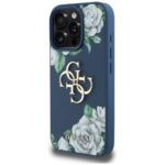 Case Guess Grained Roses Big 4G logo for iPhone 16 Pro Max blue - imagine 2