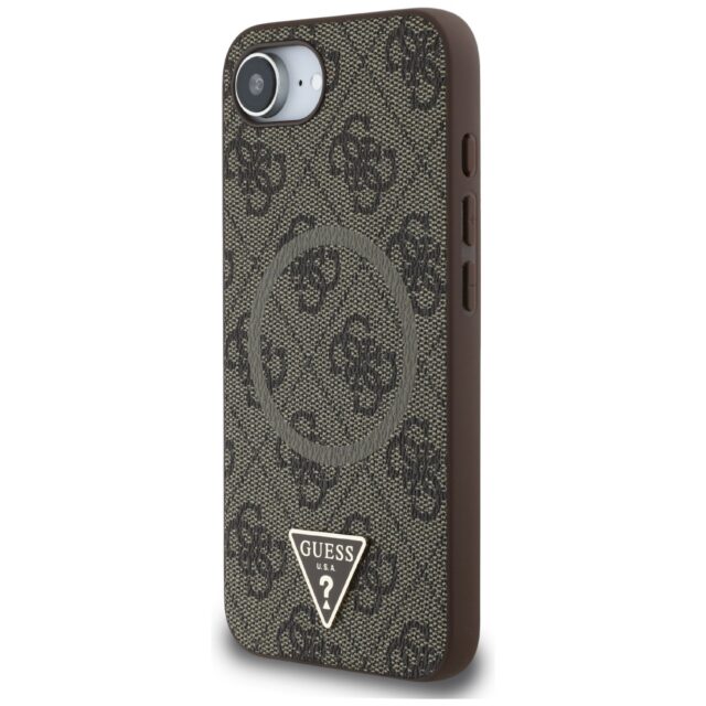 Case Guess 4G Ring Triangle Logo MagSafe for iPhone 16e brown - imagine 2