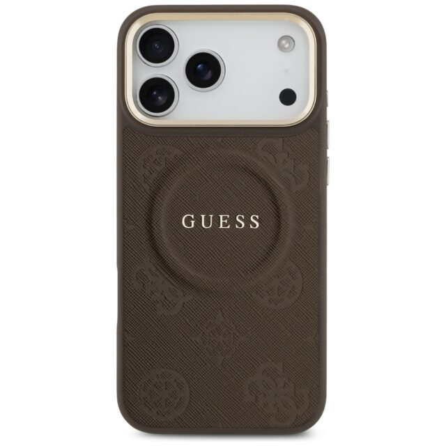 Case Guess Peony Hot Stamp MagSafe for iPhone 17 Pro Max brown - imagine 3