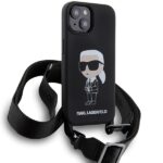 Karl Lagerfeld KLHCP15SSCBSKNK iPhone 15/ 14 / 13 6.1" hardcase black Crossbody Silicone Ikon - imagine 3