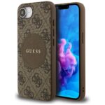 Case Guess 4G Circle Classic Logo MagSafe for iPhone 16e brown
