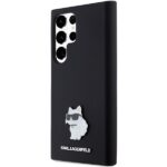Karl Lagerfeld KLHCS23LSMHCNPK S23 Ultra S918 black hardcase Silicone Choupette Metal Pin - imagine 2