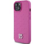 DKNY DKHMP15SPSHRPSP iPhone 15 / 14 / 13 6.1 inch pink hardcase Leather Pattern Metal Logo MagSafe - imagine 2