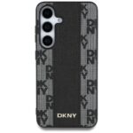 Case DKNY Leather Checkered Pattern MagSafe for Samsung Galaxy S25 black - imagine 3