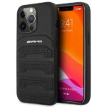 AMG AMHCP14XGSEBK iPhone 14 Pro Max 6.7" black hardcase with Leather Debossed Lines