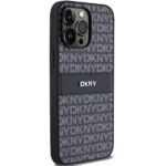 DKNY DKHCP14LPRTHSLK iPhone 14 Pro 6.1" black hardcase Leather Mono Stripe & Metal Logo - imagine 4