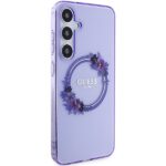 Guess GUHMS24MHFWFCU S24+ S926 purple hardcase IML Flowers Wreath MagSafe - imagine 4