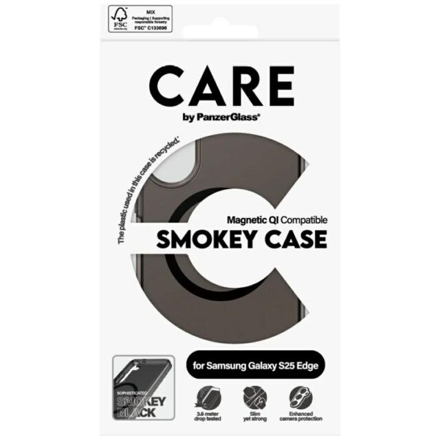 Case CARE by PanzerGlass Flagship Urban Combat Black QI for Samsung Galaxy S25 Edge smoky - imagine 4