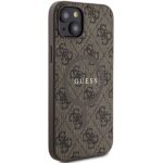 Guess GUHMP15SG4GFRW iPhone 15 / 14 / 13 6.1" brown hardcase 4G Collection Leather Metal Logo - imagine 4