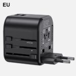 USAMS wall adapter 2xUSB T55 12W 4-in-1 US/AU/EU/UK black CC173TC01 (US-CC173) Universal Travel Char - imagine 8