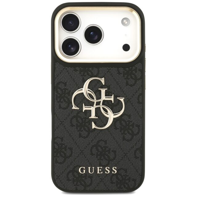 Case Guess 4G Big 4G Classic Logo Big Strap Metal Buttons for iPhone 17 Pro black - imagine 3