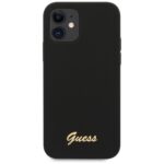 Guess GUHCP12SLSLMGBK iPhone 12 mini 5,4" black hardcase Silicone Script Gold Logo - imagine 6