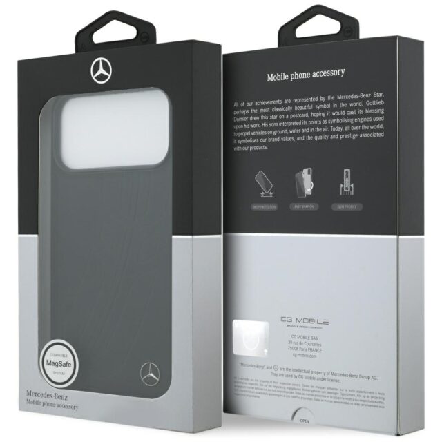 Mercedes Leather Large Laurel Leave MagSafe Case for iPhone 17 Pro Max Black - imagine 8