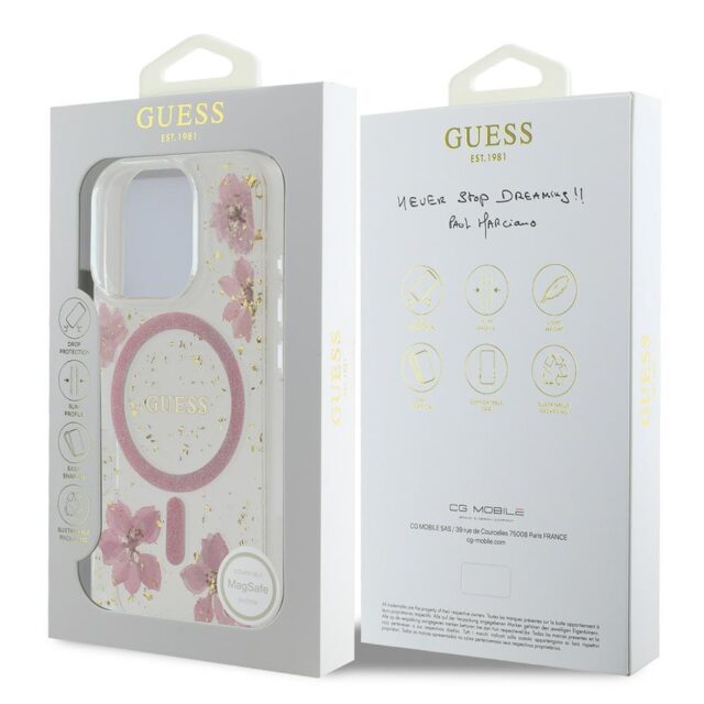 Guess GUHMP16LRBFGFGMP iPhone 16 Pro 6.3" pink hardcase Resin Flower Glitter MagSafe - imagine 8