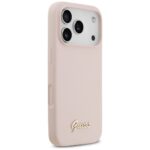 Case Guess Silicone Script Metal Logo MagSafe for iPhone 17 Pro pink - imagine 4