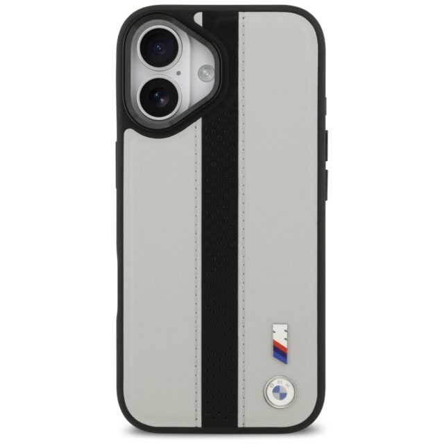 Case BMW M Perforated Stripe Logo MagSafe for iPhone 17 gray - imagine 3