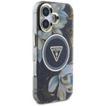 Case Guess Glitter Flowers Triangle Buttons MagSafe for iPhone 16 black - imagine 4
