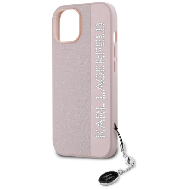 Karl Lagerfeld KLHCP15SPSAKDGCP iPhone 15 / 14 / 13 6.1" pink hardcase Saffiano Rhinestones & - imagine 6
