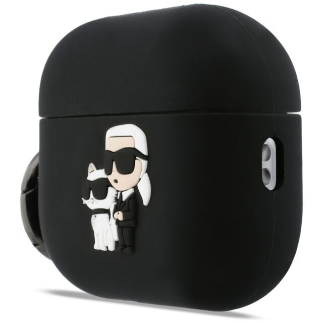Case Karl Lagerfeld Silicone             Karl&Chaupette Head 3D for AirPods Pro 3 black - imagine 2