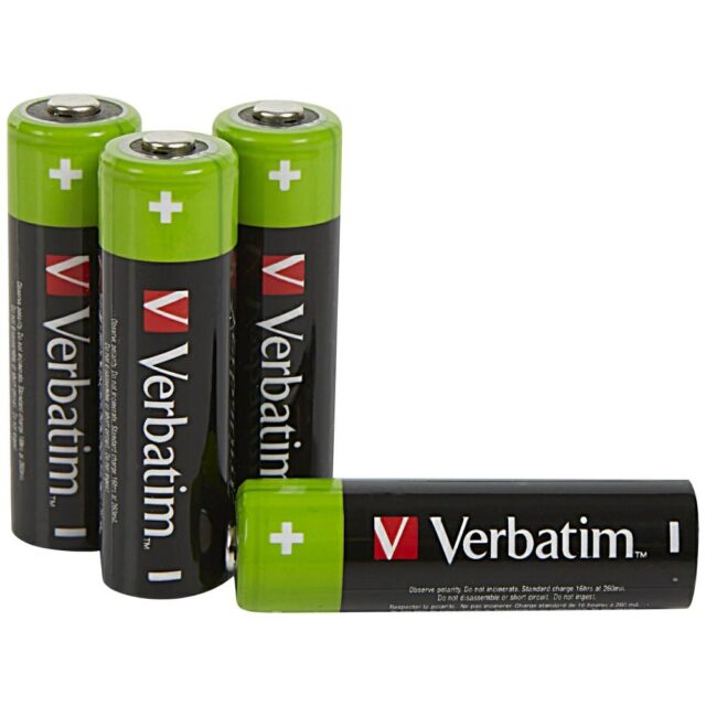 Verbatim Rechargeable Battery NiMH AA 2500mAh Premium HR6 4pcs black 49517 - imagine 2