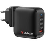 Wall Charger Verbatim Mini GaN 100W 3xUSB-C PD/1x USB-A QC black 32231