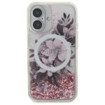 Guess GUHMP16SLFMWTP iPhone 16 6.1" pink hardcase Liquid Glitter Flower MagSafe - imagine 3