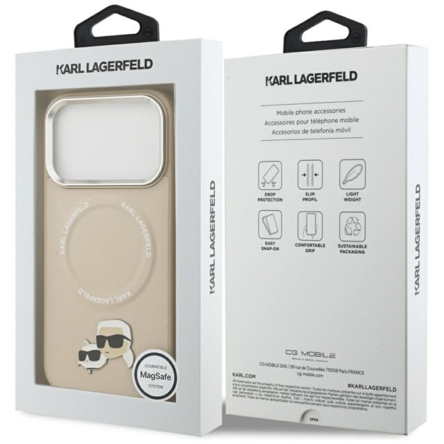 Karl Lagerfeld Karl & Choupette Pins MagSafe Case for iPhone 17 Pro Max Beige - imagine 8