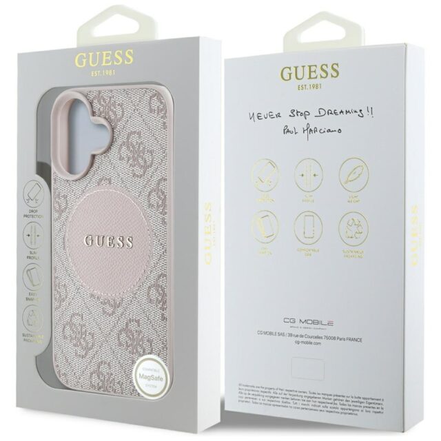 Case Guess 4G Circle Classic Logo MagSafe for iPhone 16 pink - imagine 8