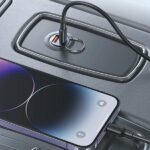 USAMS Car Charger 1xUSB+1xUSB-C C38 30WPD Fast Charge with Built-in Ring Steel/Tarnish CC206CC - imagine 7