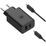 Charger wall Motorola TurboPower 50W Dual USB-C/USB-A with cable USB-C 1m black - imagine 4
