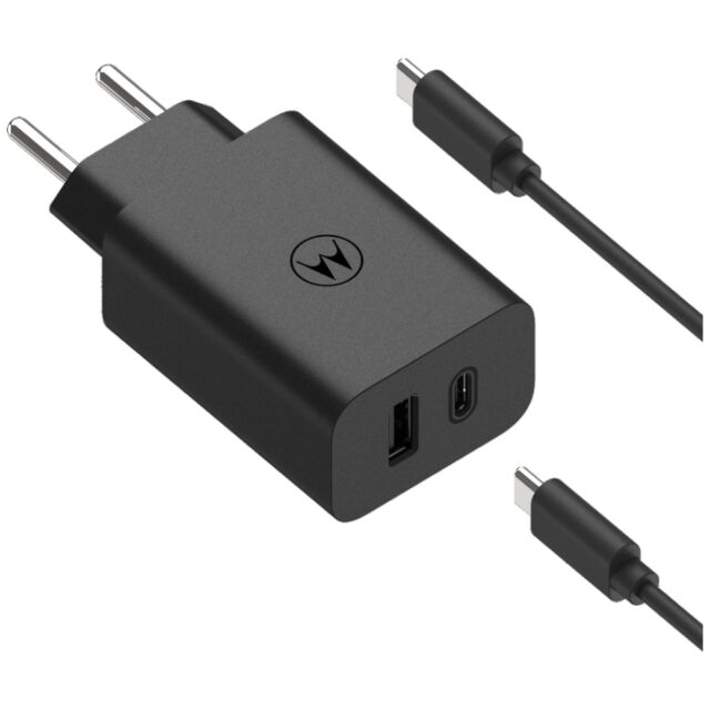 Charger wall Motorola TurboPower 50W Dual USB-C/USB-A with cable USB-C 1m black - imagine 4