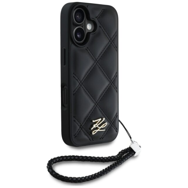 Case Karl Lagerfeld Quilted Initial Logo & Chain Strap for iPhone 16 black - imagine 3