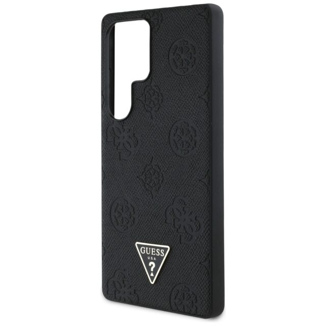 Case Guess Grained Hot Stamp Peony Pattern Triangle Logo MagSafe for Samsung Galaxy S25 Ultra black - imagine 6