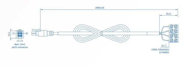 Teltonika power cable | Power cable | with 4-way screw terminal, PR2FK20M - imagine 3