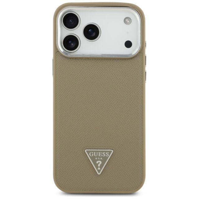 Case Guess Grained Triangle Logo MagSafe for iPhone 17 Pro Max brown - imagine 3