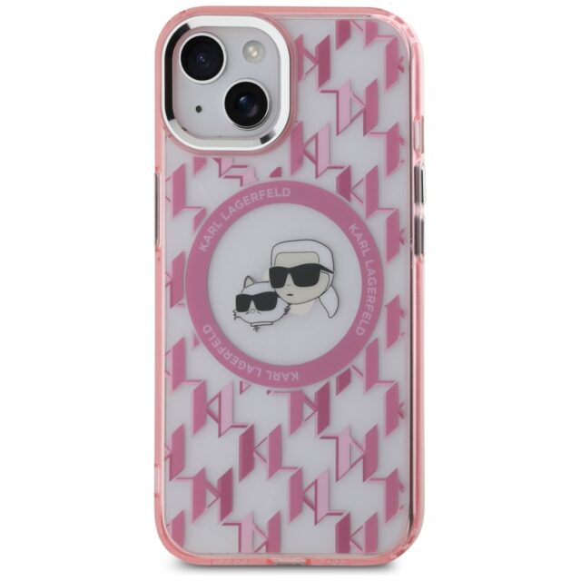 Karl Lagerfeld KLHMP15SHMCKMHP iPhone 15 6.1"pink IML Monogram Karl&Choupette Head MagSafe - imagine 3