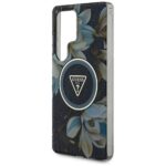 Case Guess Glitter Flowers Triangle Buttons MagSafe for Samsung Galaxy S25 Ultra black - imagine 6
