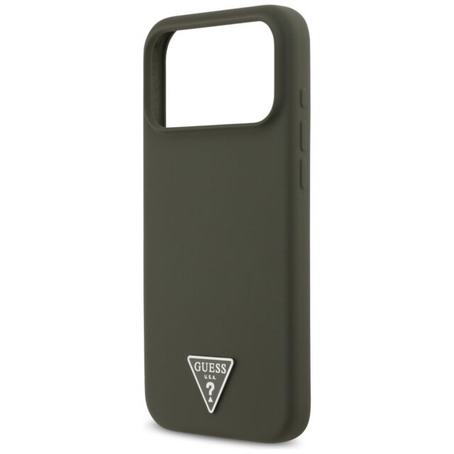 Case Guess Silicone Triangle Logo MagSafe for iPhone 17 Pro Max khaki - imagine 6