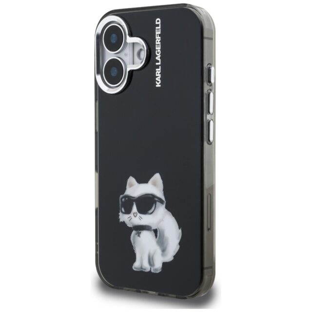 Case Karl Lagerfeld IML Aquarelle        Choupette & Logo for iPhone 16 black - imagine 2