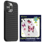 Zestaw Etui Pinit Dynamic + Flower/Butterfly Pin iPhone 14 Pro 6.1" czarny/black wzór 1