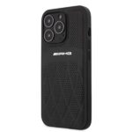 AMG AMHCP13LOSDBK iPhone 13 Pro / 13 6.1" black hardcase with Leather Curved Lines - imagine 2