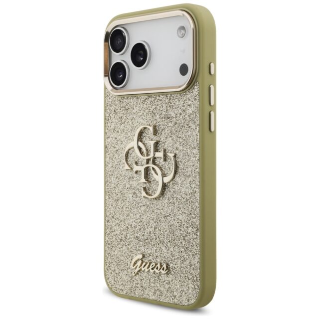 Guess Fixed Glitter Big 4G Metal Frame case for iPhone 17 Pro Max gold - imagine 2