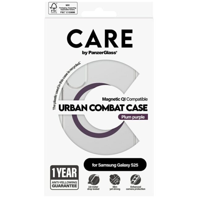 Etui CARE by PanzerGlass Flagship Urban  Combat Purple QI do Samsung Galaxy S25 transparent - imagine 4