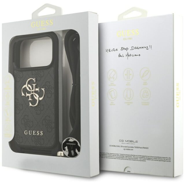 Case Guess 4G Big Logo Cord Stap         Crossbody for iPhone 17 Pro black - imagine 7