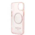Guess GUHMP13MHTCMP iPhone 13 / 14 / 15 6.1" pink hard case Gold Outline Translucent MagSafe - imagine 7